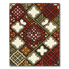 Red Orange Interlocking Geometric Overlay Rug