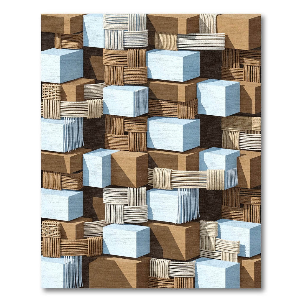3D Cubes With Woven Rope Accents Rug