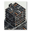 Isometric Garage Cars Black Gold Rug