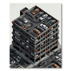 Isometric Garage Cars Black Gold Rug