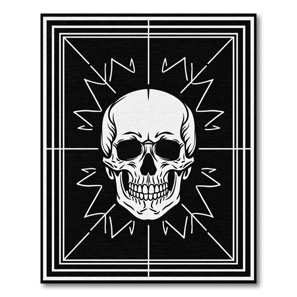 Black White Skull Graphic Rug