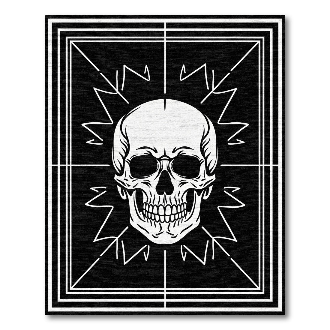 Black White Skull Graphic Rug