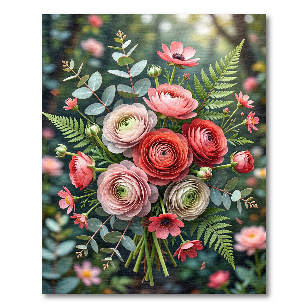 Soft Pastel Ranunculus Floral Bouquet Composition Rug