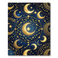Golden Celestial Moon and Star Constellations Rug