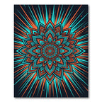 Radiant Teal Orange Mandala Bloom Rug