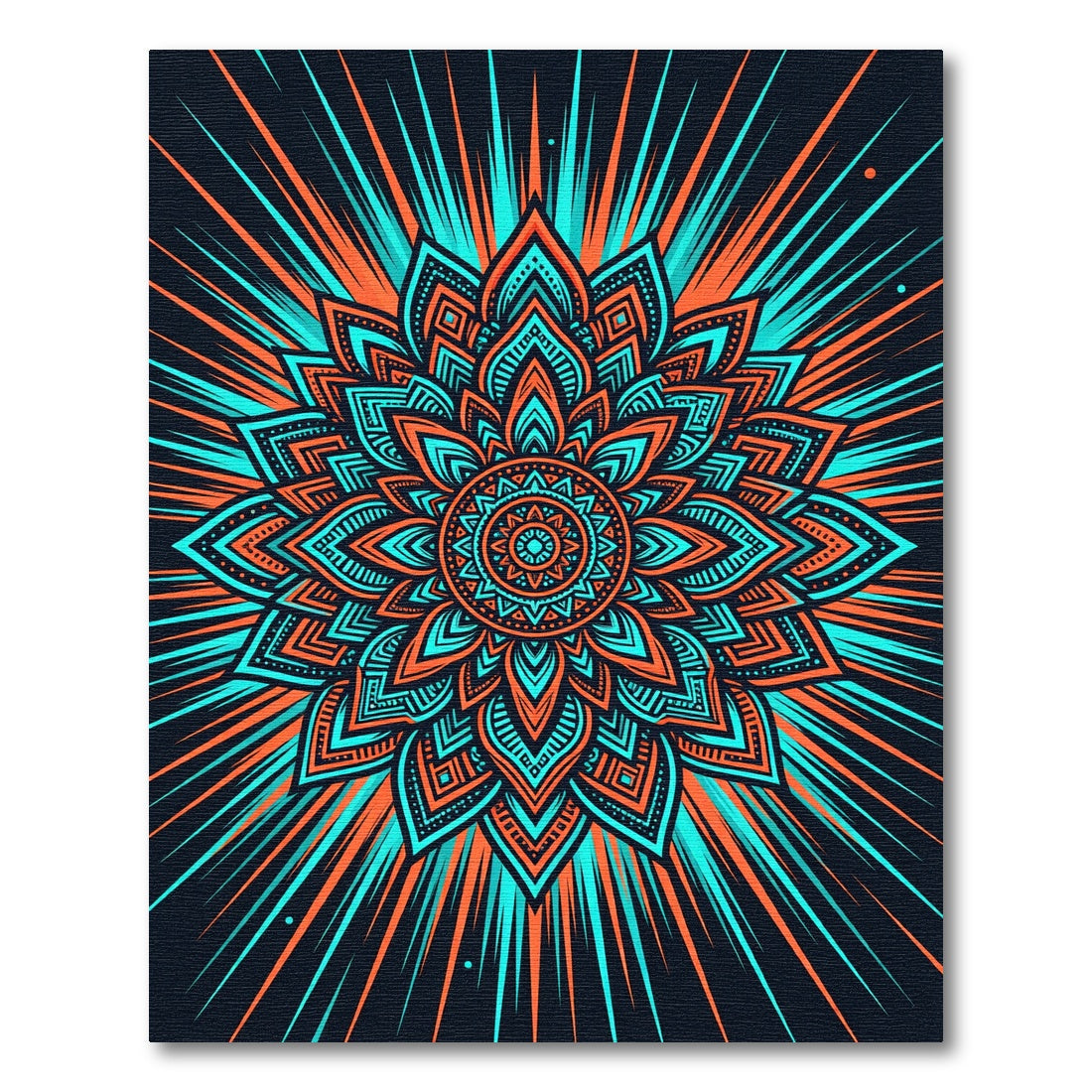 Radiant Teal Orange Mandala Bloom Rug