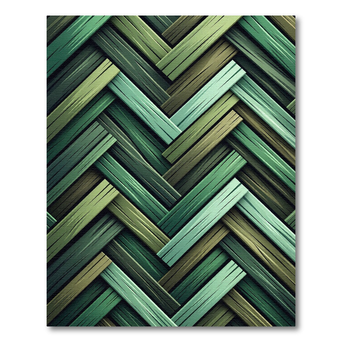 Forest Green Woven Herringbone Texture Rug