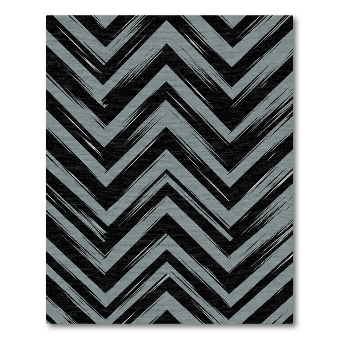 Modern Gray Black Chevron Zigzag Textured Rug