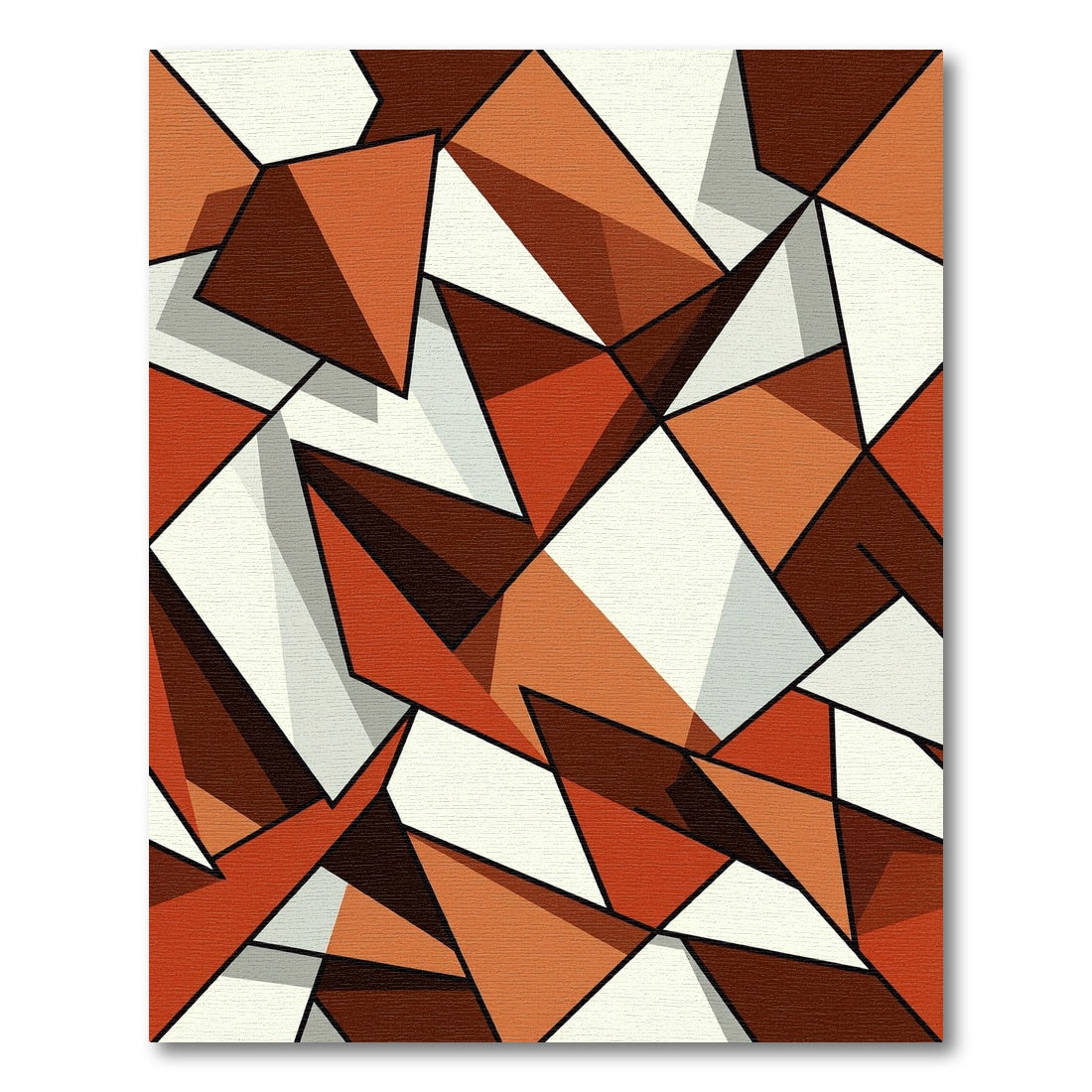Terracotta Geometric Angular Composition Rug