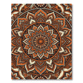 Earthy Rust Floral Mandala Circle Rug