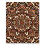 Earthy Rust Floral Mandala Circle Rug