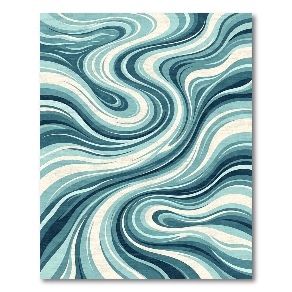 Fluid Ocean Wave Abstract Teal Swirl Rug