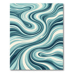 Fluid Ocean Wave Abstract Teal Swirl Rug