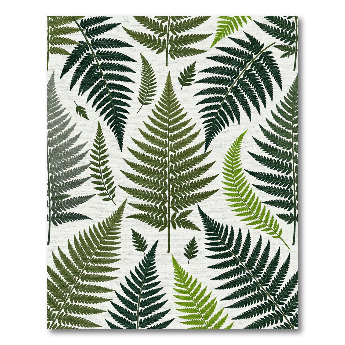 Green Fern Leaf Arrangement Rug
