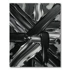 Bold Black White Abstract Brushstroke Rug