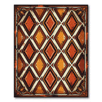 Rustic Burnt Orange Geometric Diamond Art Rug