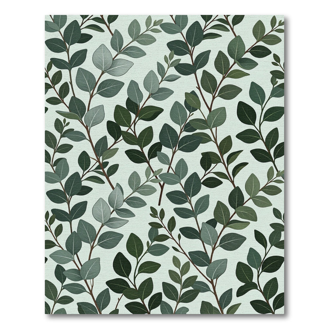 Sage Green Eucalyptus Botanical Leaves Rug