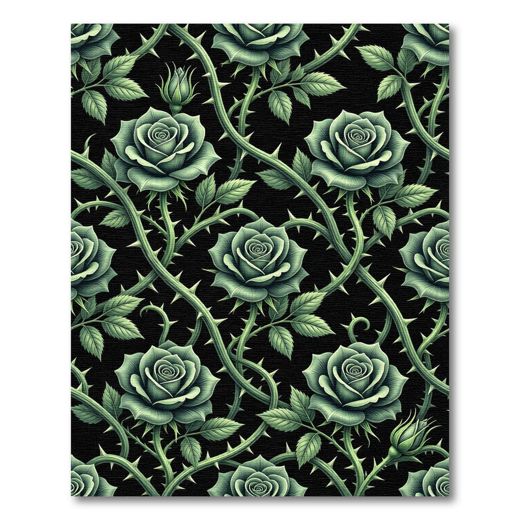 Gothic Emerald Rose Thorne Trellis Rug