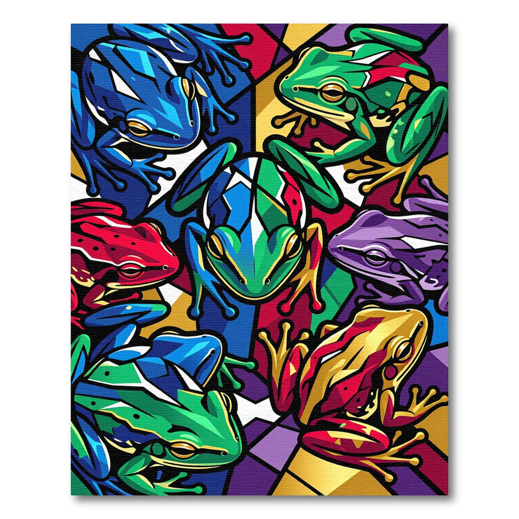 Vibrant Stained Glass Tree Frog Mosaic Rug