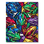 Vibrant Stained Glass Tree Frog Mosaic Rug