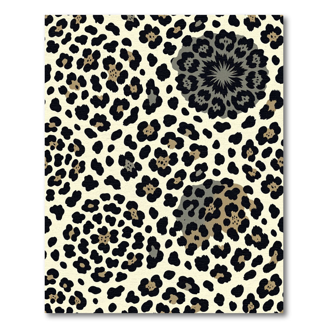 Beige Leopard Spots Charcoal Abstract Floral Rug