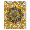 Ornate Golden Baroque Circular Medallion Rug