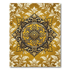 Ornate Golden Baroque Circular Medallion Rug