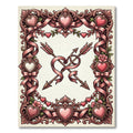 Pink Cupid Arrows Ornate Heart Frame Rug