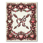 Pink Cupid Arrows Ornate Heart Frame Rug