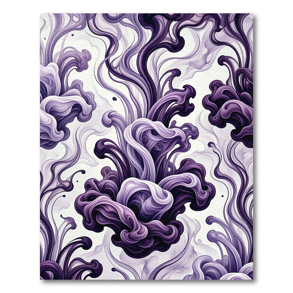 Elegant Deep Purple Abstract Fluid Swirls Rug