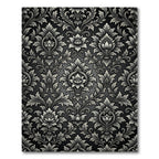 Elegant Monochrome Baroque Floral Damask Rug