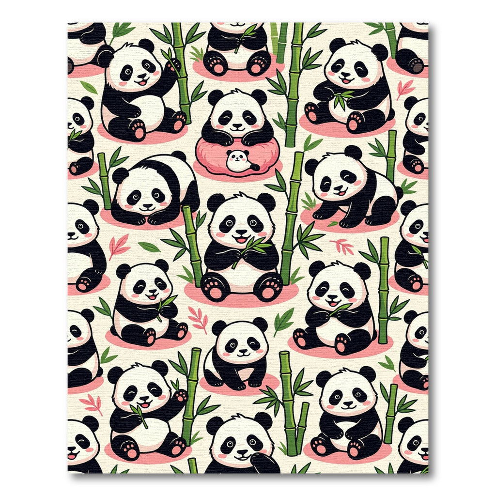 Cute Panda and Bamboo Forest Illustration Rug