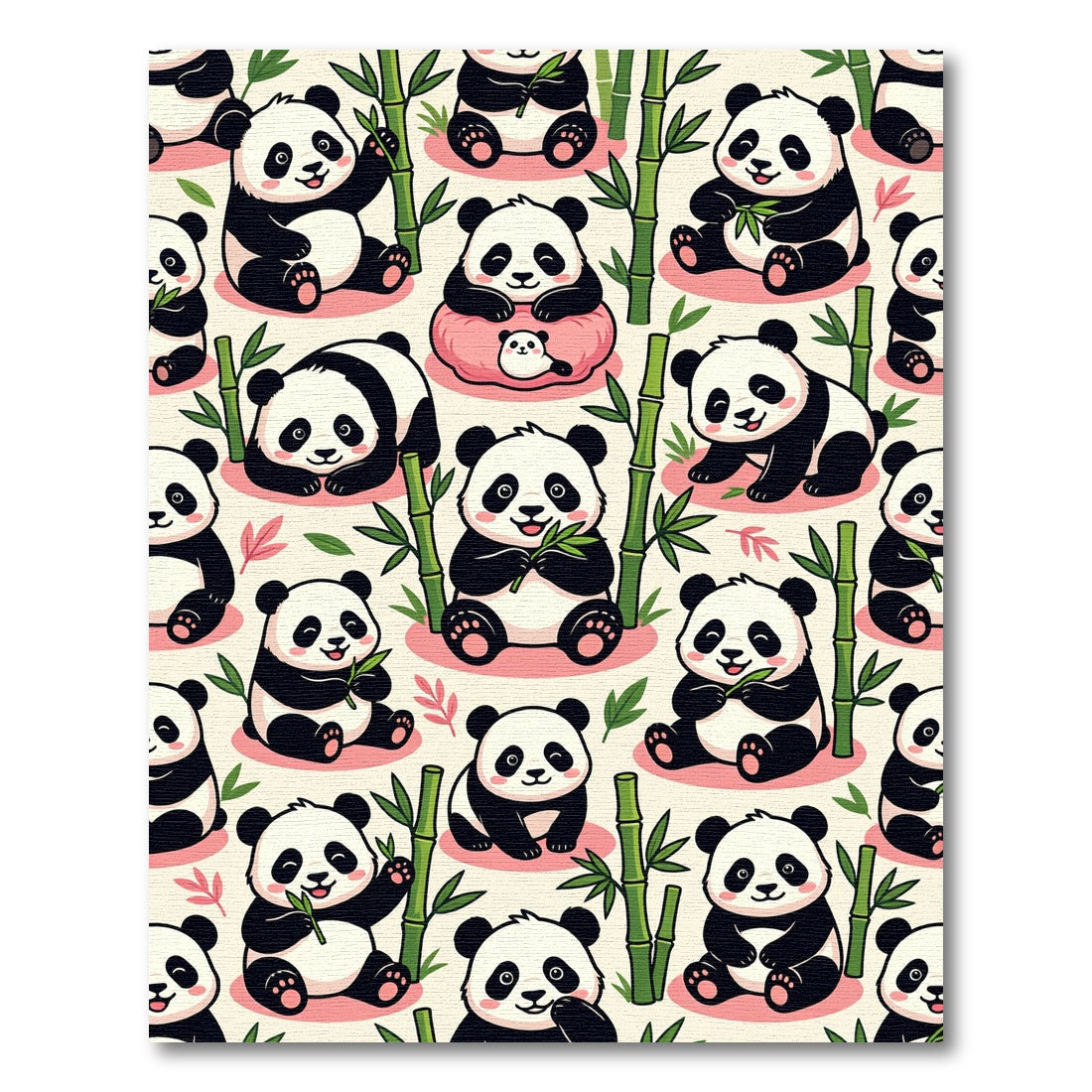 Cute Panda and Bamboo Forest Illustration Rug
