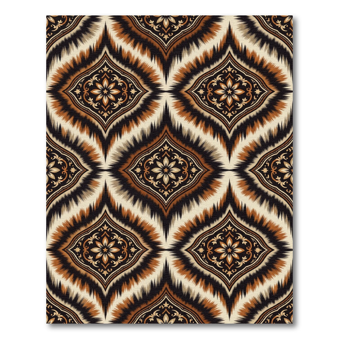 Brown Beige Black Tribal Medallion Rug