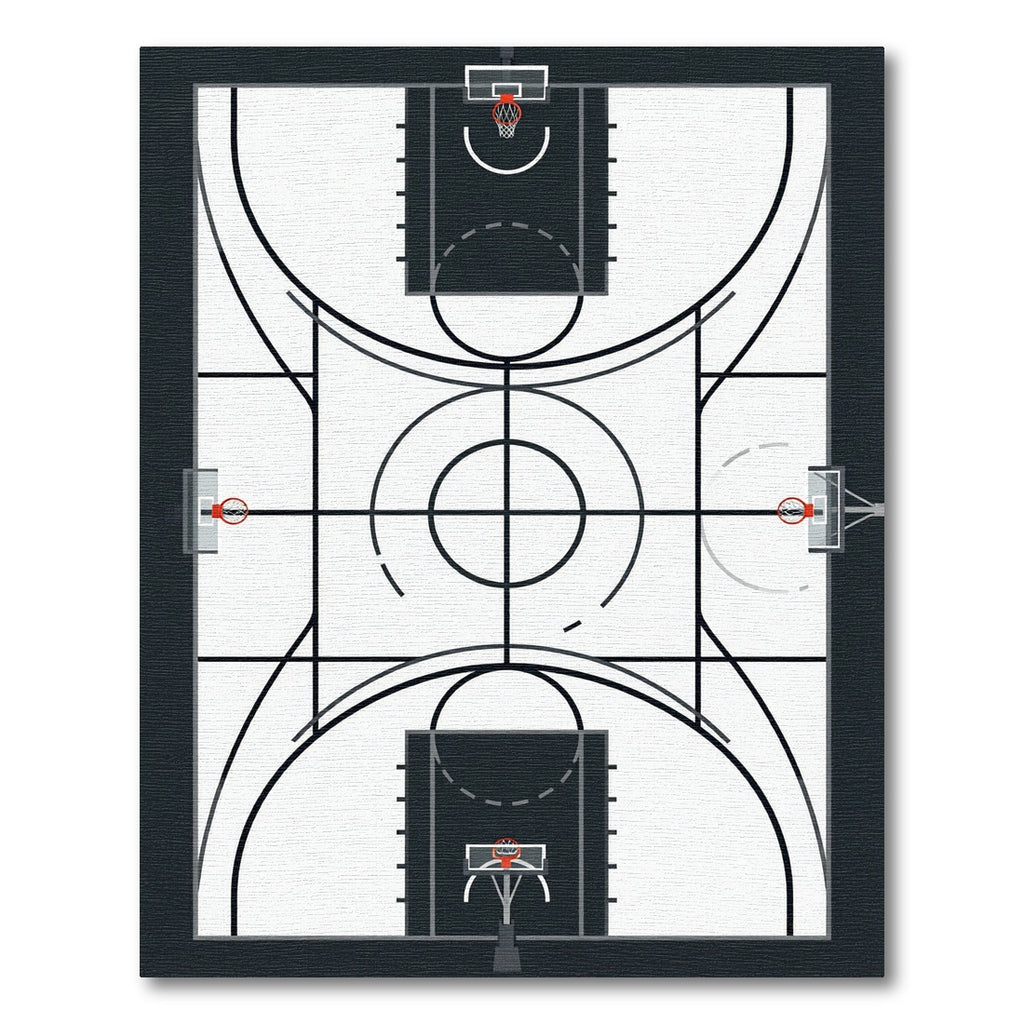 Monochromatic Basketball Court Aerial View Rug