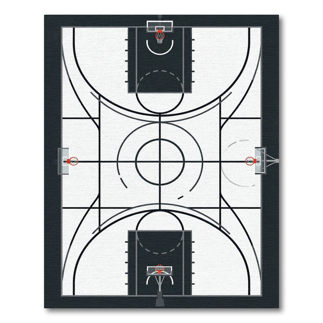 Monochromatic Basketball Court Aerial View Rug