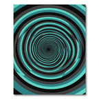 Modern Teal and Charcoal Vortex Swirl Rug