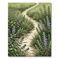 Scenic Meadow Path Violet Blossoms Rug