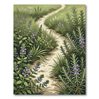 Scenic Meadow Path Violet Blossoms Rug