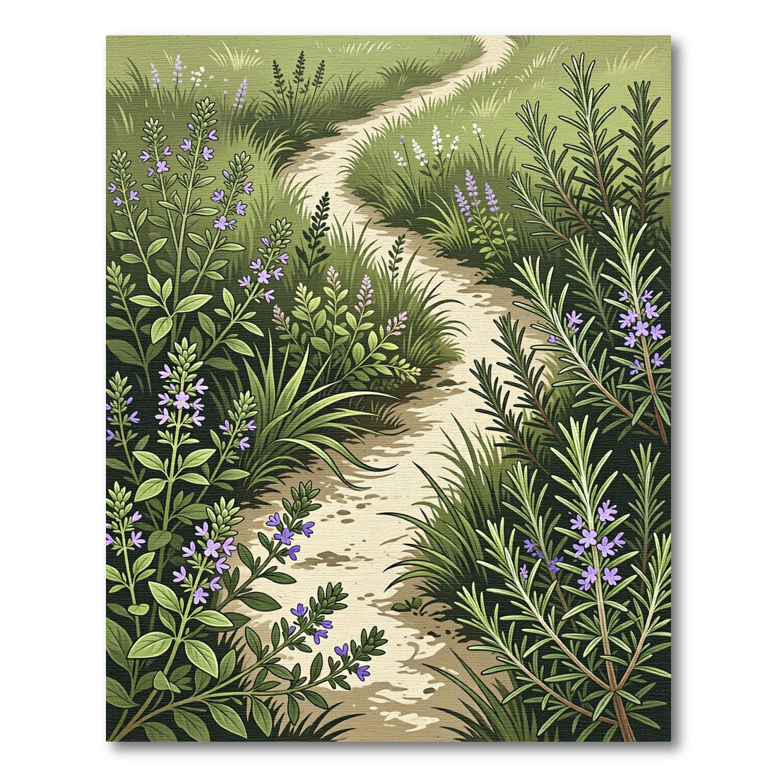 Scenic Meadow Path Violet Blossoms Rug