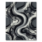Monochrome Abstract Fluid Ink Swirls Rug