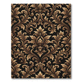 Elegant Gold Damask Black Scrollwork Rug