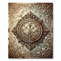 Antique Gold Scrollwork Floral Medallion Rug