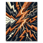 Electric Orange and Charcoal Lightning Bolt Rug