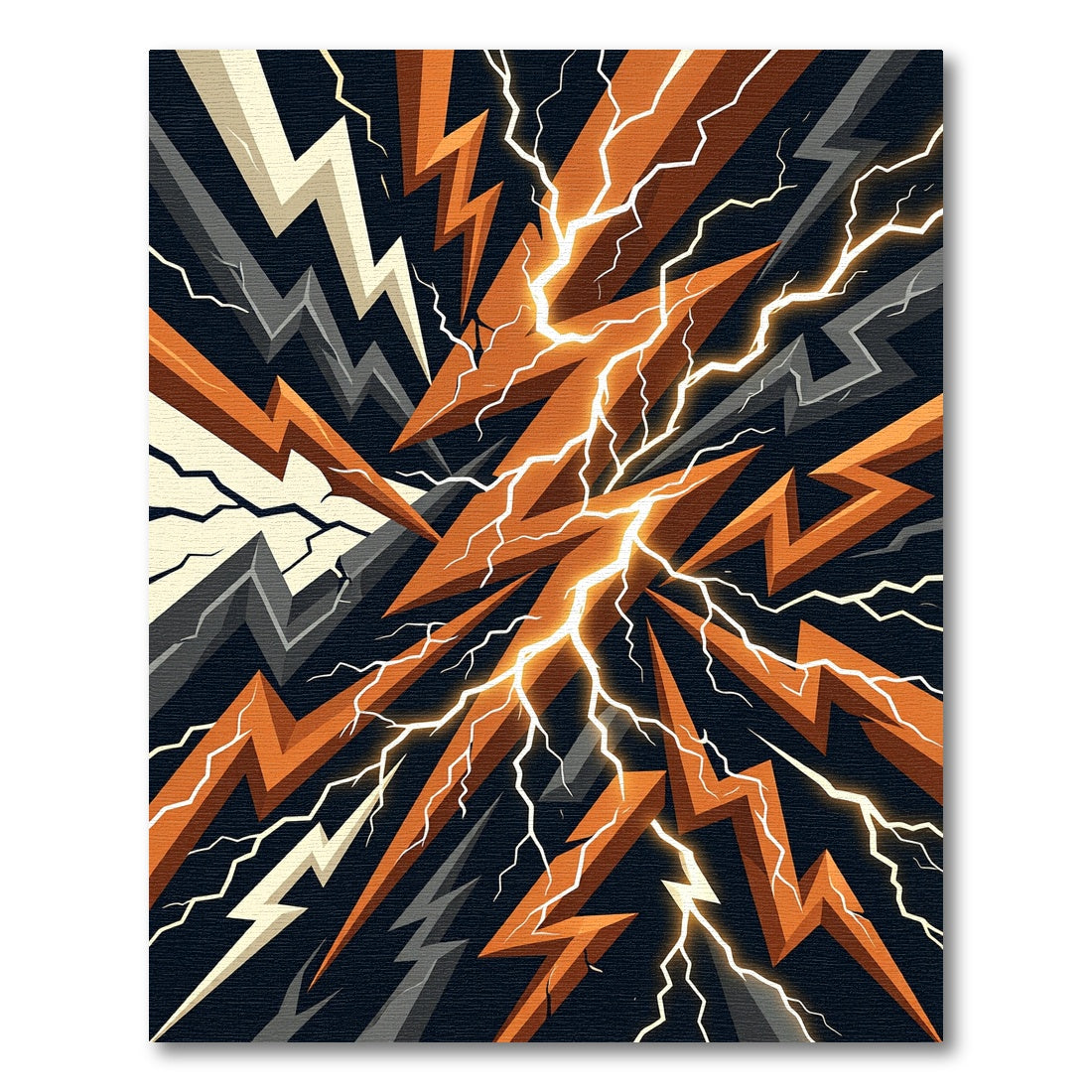 Electric Orange and Charcoal Lightning Bolt Rug