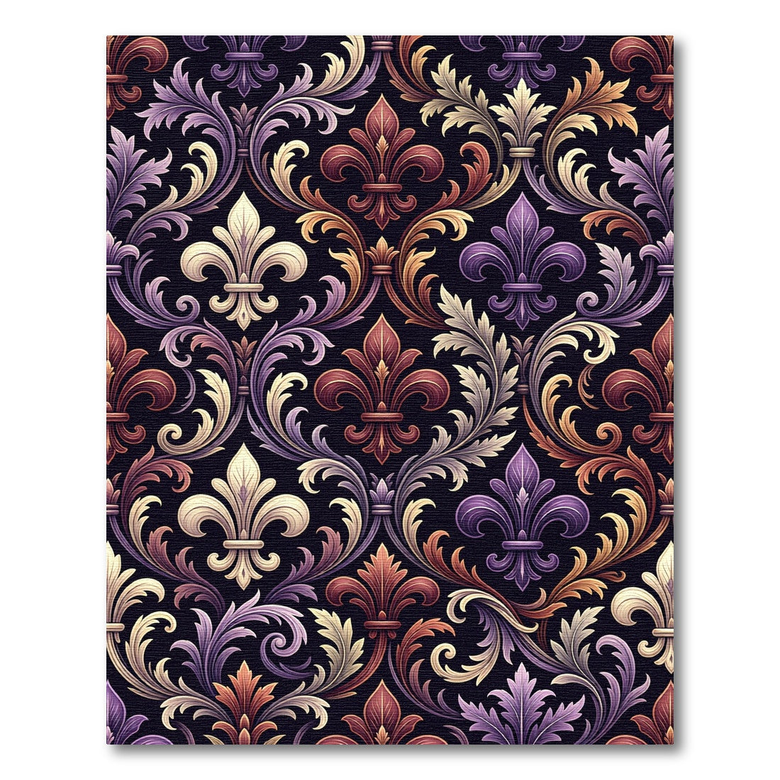 Royal Purple and Gold Fleur-de-lis Rug