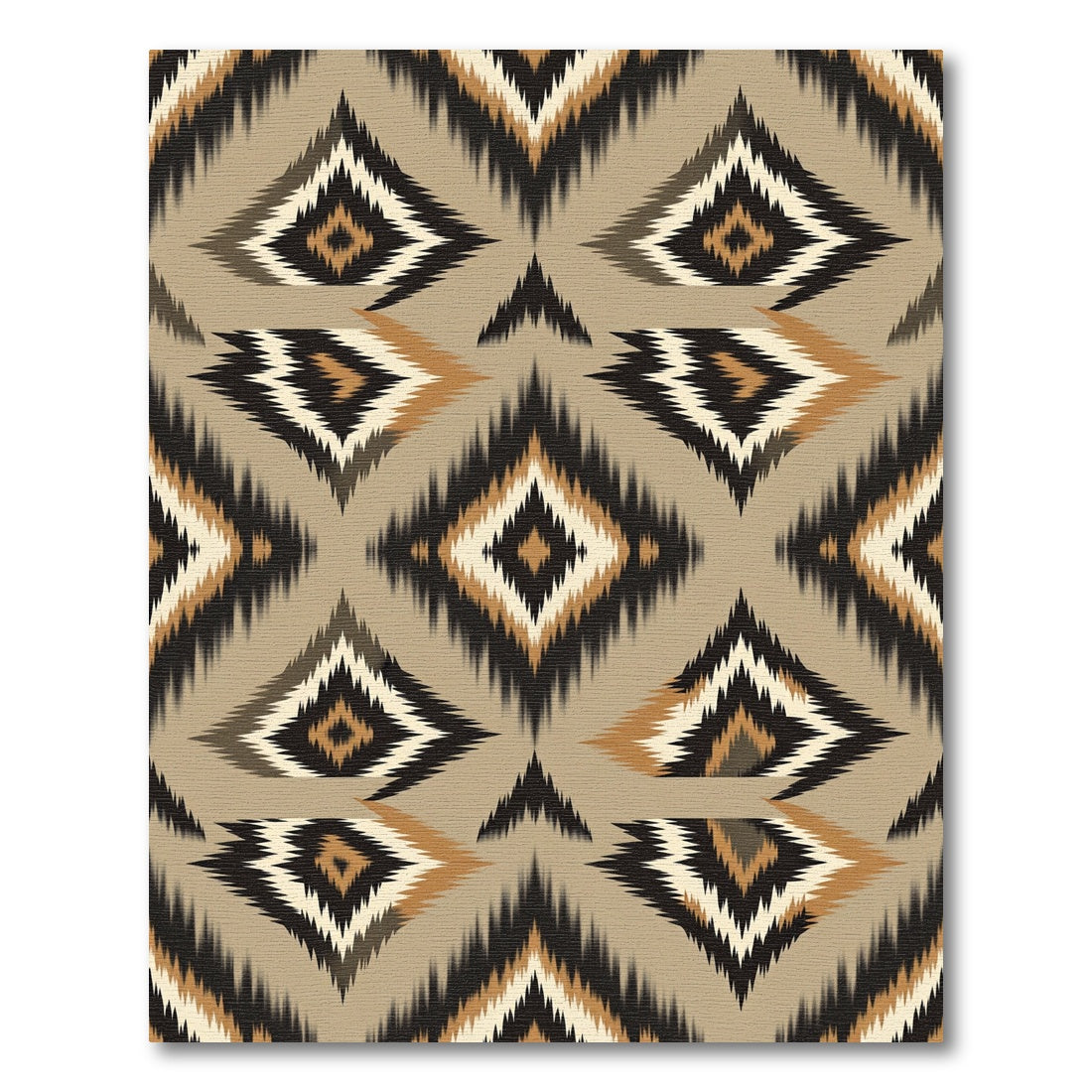 Earthy Brown Geometric Ikat Diamond Rug