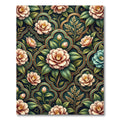 Elegant Cameo Floral Teal Gold Trellis Rug