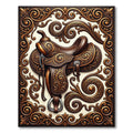 Brown Saddle Ornate Swirl Medallion Rug
