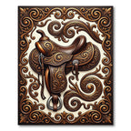 Brown Saddle Ornate Swirl Medallion Rug